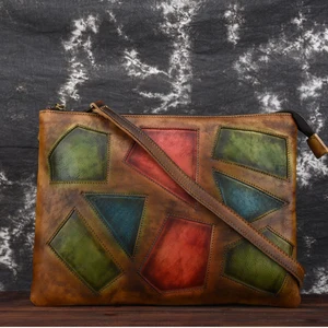 Высококачественный клатч из натуральной кожи, Удобные сумки, Женский кошелек геометрической формы в стиле ретро, женская наплечная сумка-мессенджер из натуральной кожи