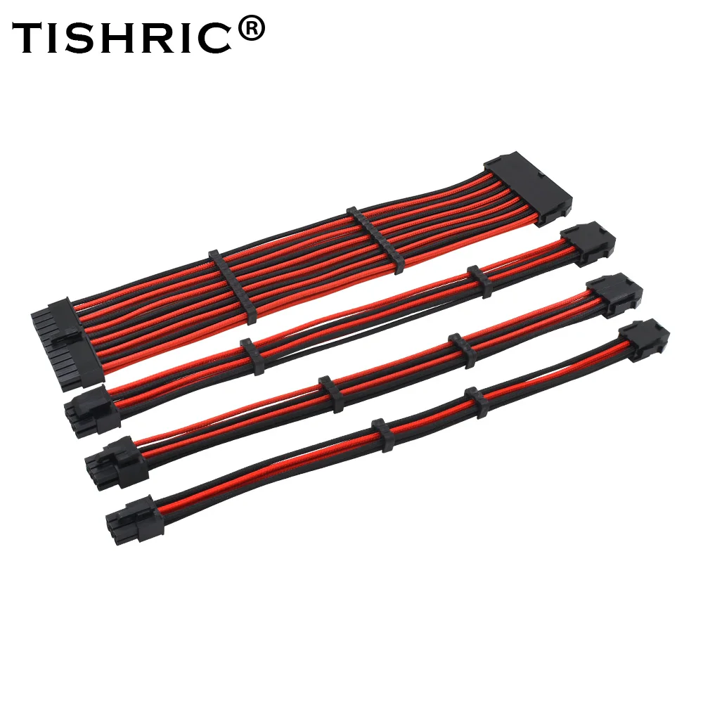 Базовый Удлинительный кабель TISHRIC 4 в 1 ATX 24Pin EPS + 4Pin PCI E 6 2Pin 6Pin питания 9