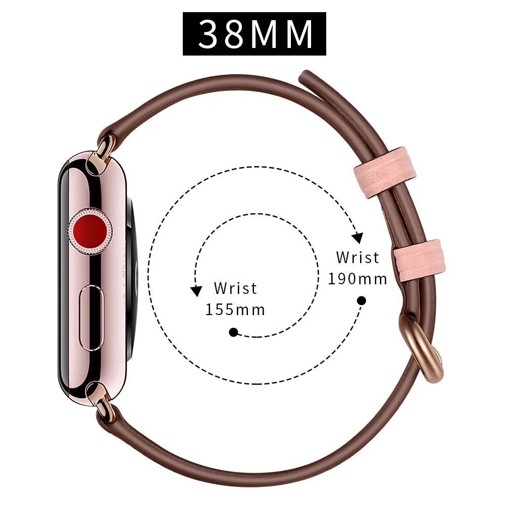 Ремешок из натуральной кожи с пряжкой цвета розового золота для Apple Watch, ремешок 44 мм, 42 мм, 40 мм, 38 мм, серия 5, 4, 3, 2, 1, браслет для iWatch, ремешок