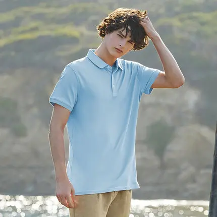 SEMIR рубашка поло с отложным воротником мужская летняя новая мужская рубашка с коротким рукавом - Цвет: ice blue