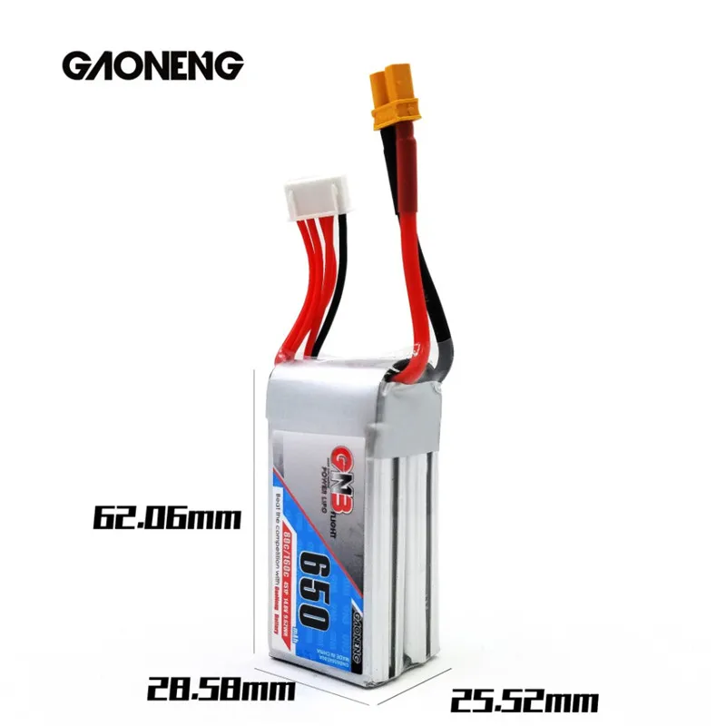 2 шт Gaoneng GNB перезаряжаемый аккумулятор 650mAh 14,8 V 4S 80C/160C Lipo аккумулятор XT30 разъем для FPV Cine Whoop BetaFPV Дрон RC Квадрокоптер