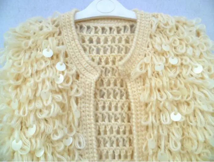 new women long sequin handmade hook wreath sweater Retro sequined knitting cardigan |