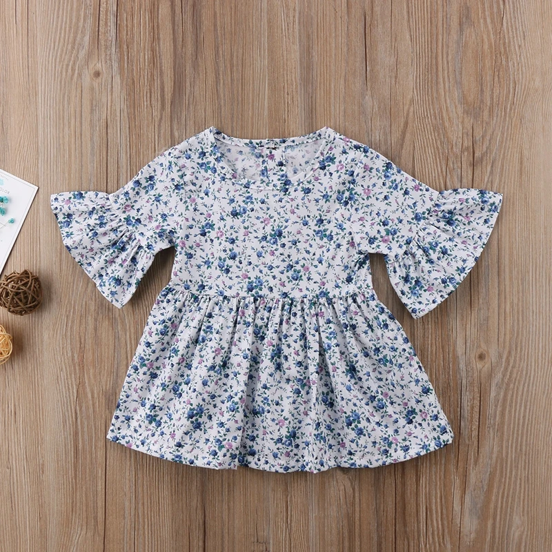 Floral Baby Girls Short Sleeve Cut Dresses Party Pirncess Dress Outfit Sundress For 2018 | Детская одежда и обувь