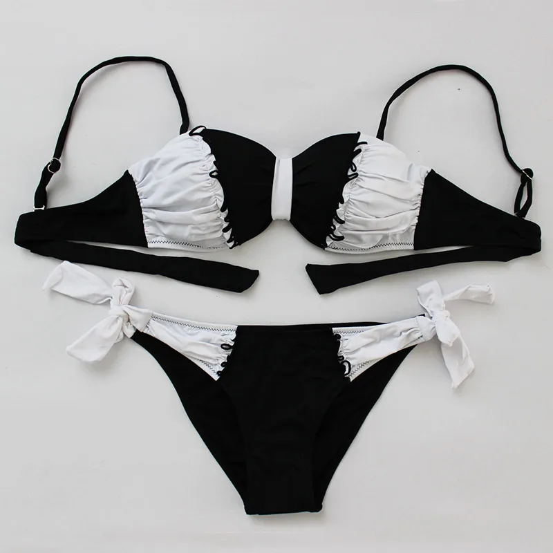 Женский купальник бандо пляжный бикини с пуш ап купальный костюм для плавания