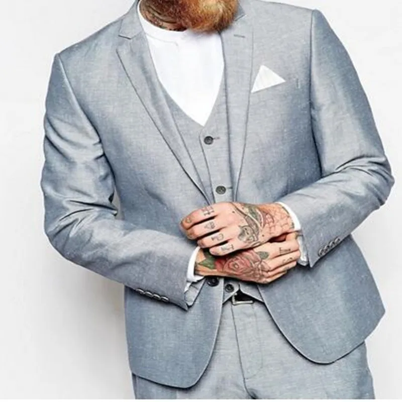 

Slim Fit Groom Tuxedos One Button Shiny Blue Best man Notch Lapel Groomsman Men Wedding Suits Bridegroom(Jacket+Pants+Tie+Vest)