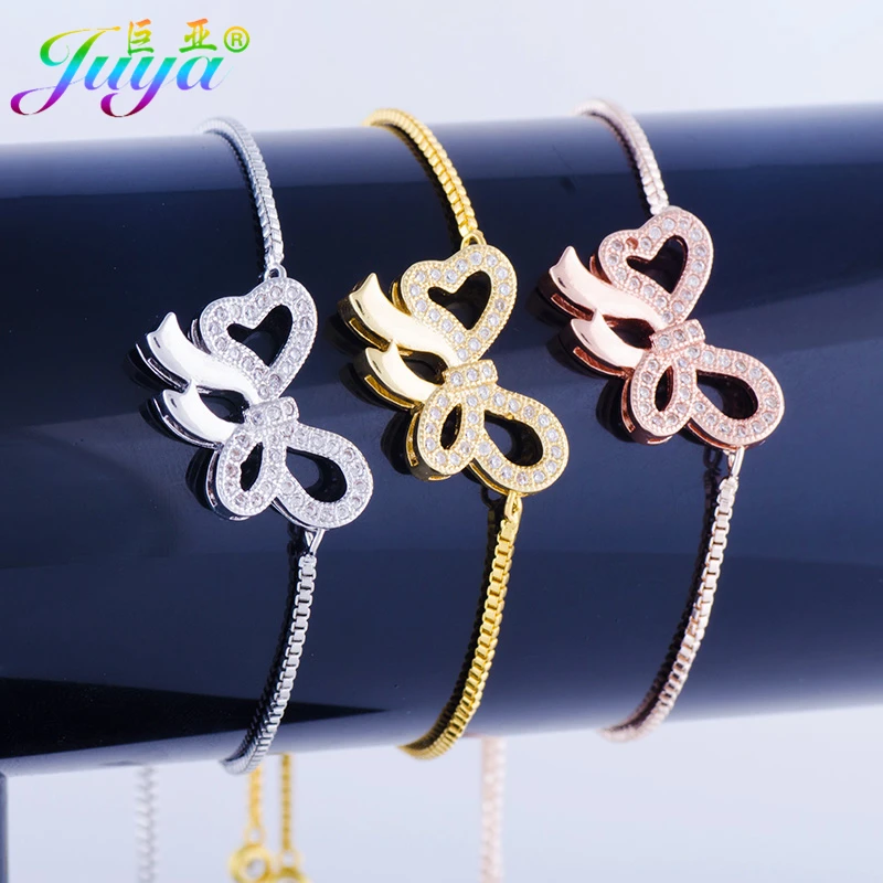 2017 Модные женские очаровательные браслеты с бантом-бабочкой Подвески золотыми