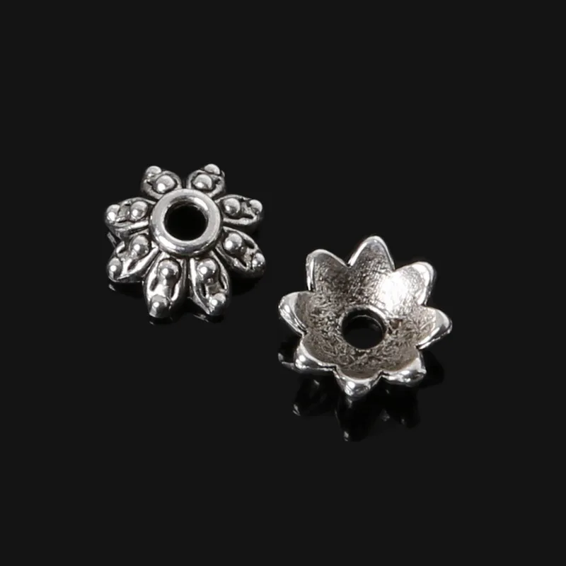 DIY Craft Charms 36 шт./лот 7x3 мм Круглые античные посеребренные колпачки из сплава цинка с