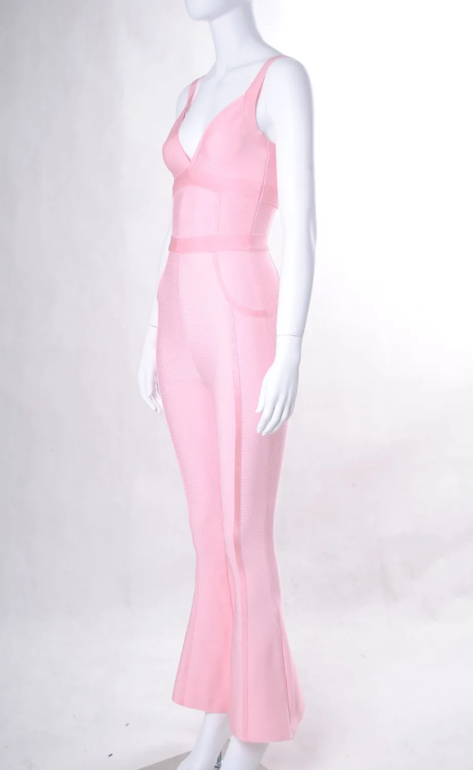 Новинка сексуальный розовый комбинезон с v-образным вырезом бандажный 2018 модный