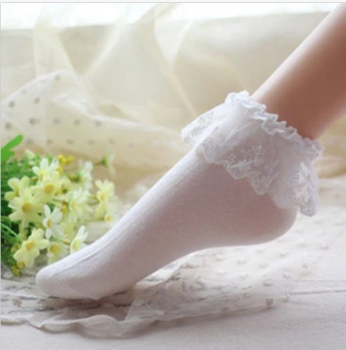 

Fashionable Lovely Cute Fashion Women Vintage Lace Ruffle Frilly Ankle Socks Lady Princess Girl Favorite 5 Color Available