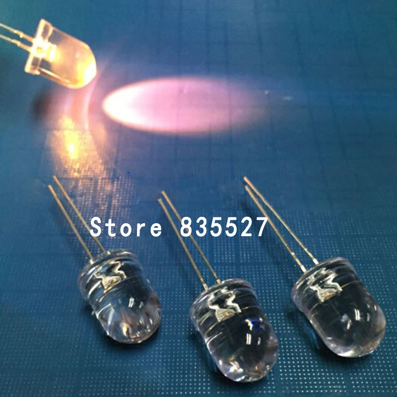 1000 шт./лот F10 Круглый 10 мм теплый белый желтый прозрачный LED супер яркий свет лампы