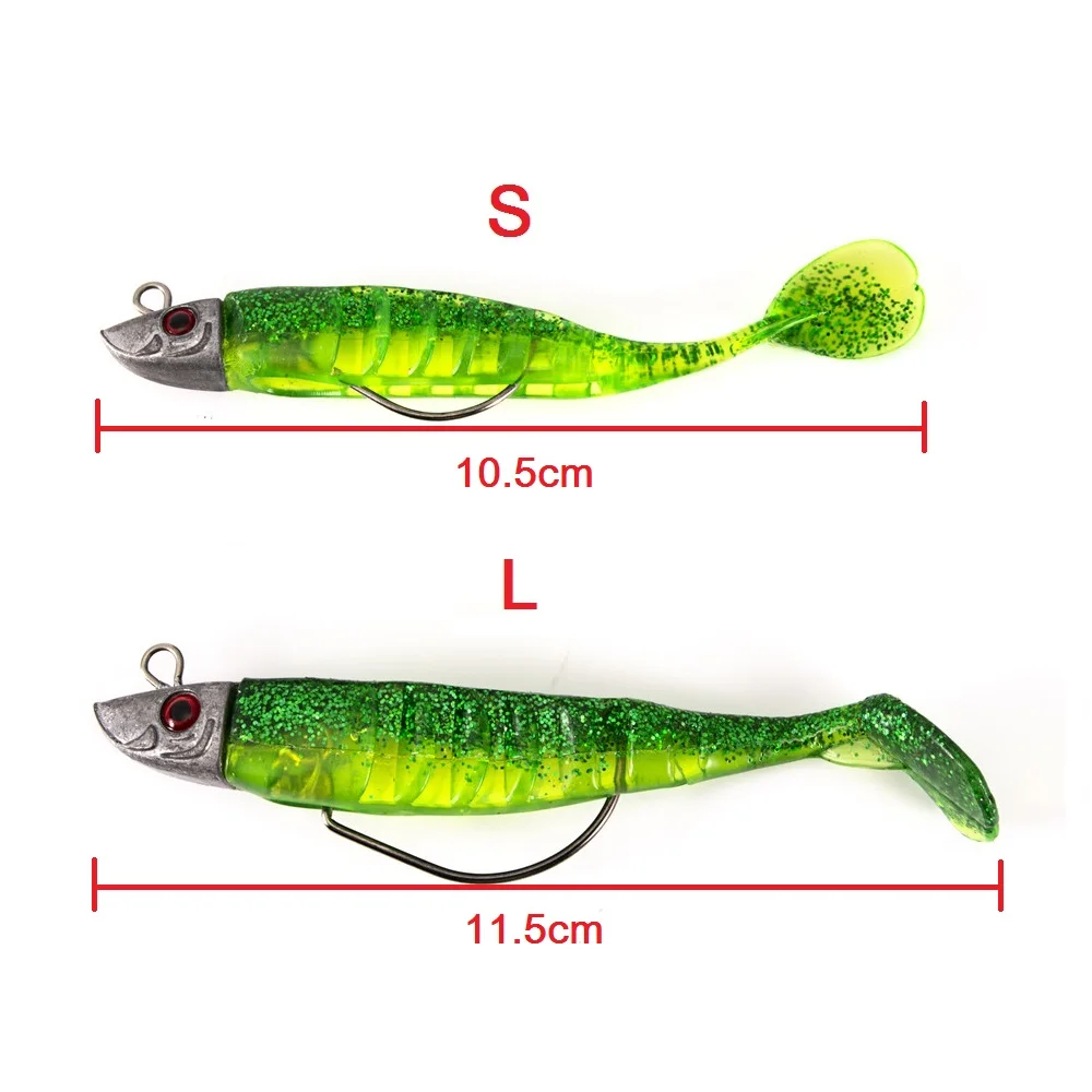 10.5cm 11.5cm Lead Head Jig T Tail Fishing Lure DIY Jigging Soft Bait with Single Hook Pesca Sea Bass Baits | Спорт и развлечения