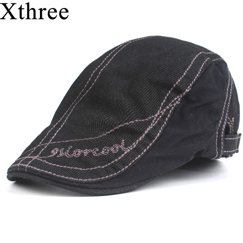 Xthree Fashion Men's newsboy Cap Cotton Berets casquette Hats for Men Visors Sun hat Gorras Planas Caps Adjustable | Аксессуары для