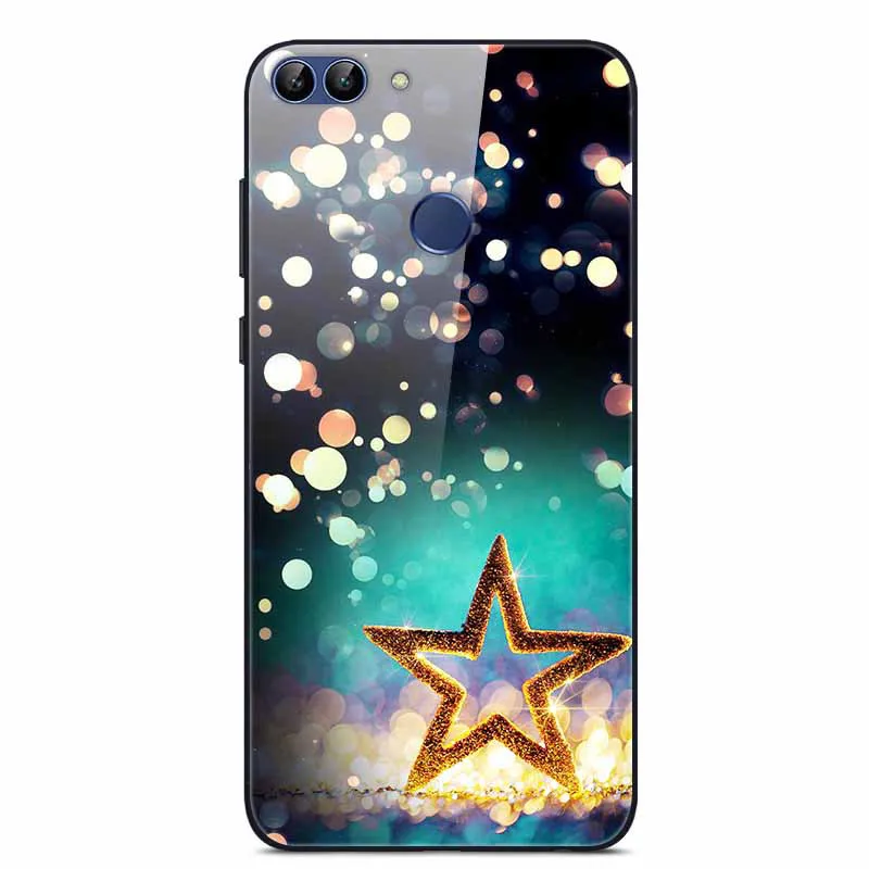 Для Huawei P Smart Case PSmart задняя крышка из закаленного стекла для телефона черный