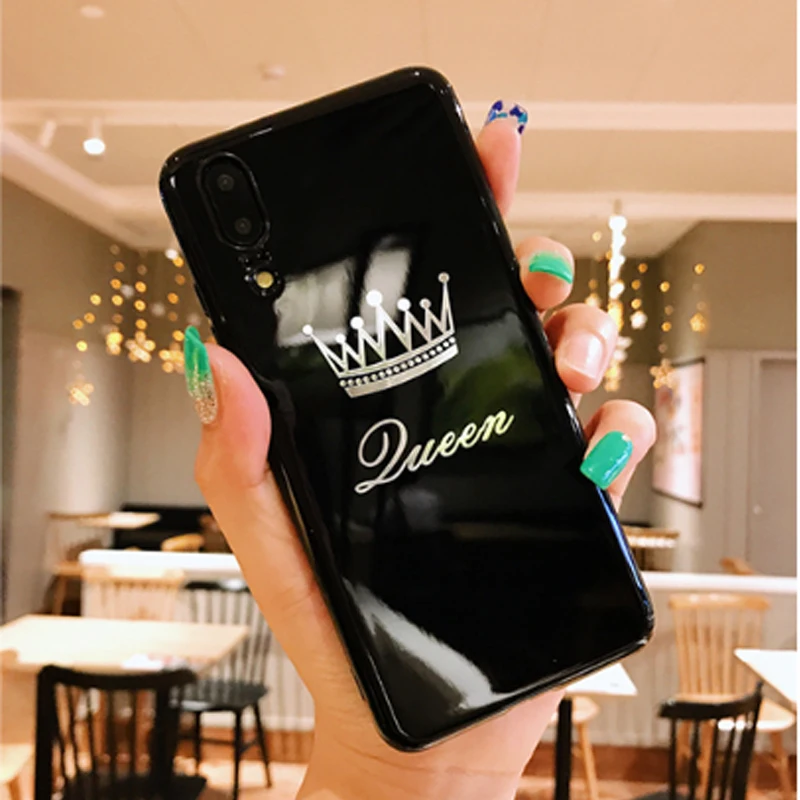 Kerzzil Мягкий силиконовый чехол для iPhone X 8 7 6 S Plus в виде короны король &amp queen пары