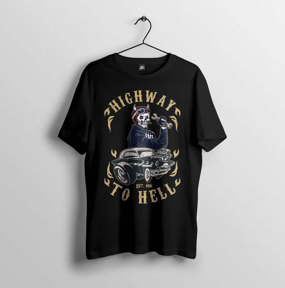 Новая модная мужская футболка с круглым вырезом и графическим принтом Highway To Hell