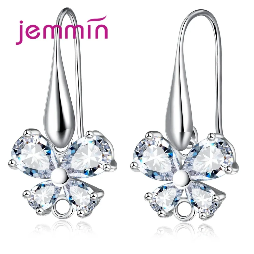 Серьги гвоздики из серебра 925 пробы с кристаллами в форме бабочки|components earrings|component