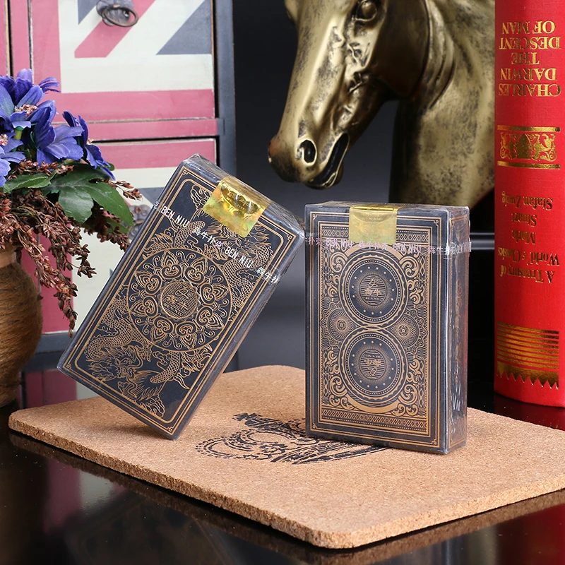 55 игральных карт с золотыми краями водонепроницаемые пластиковые покерные