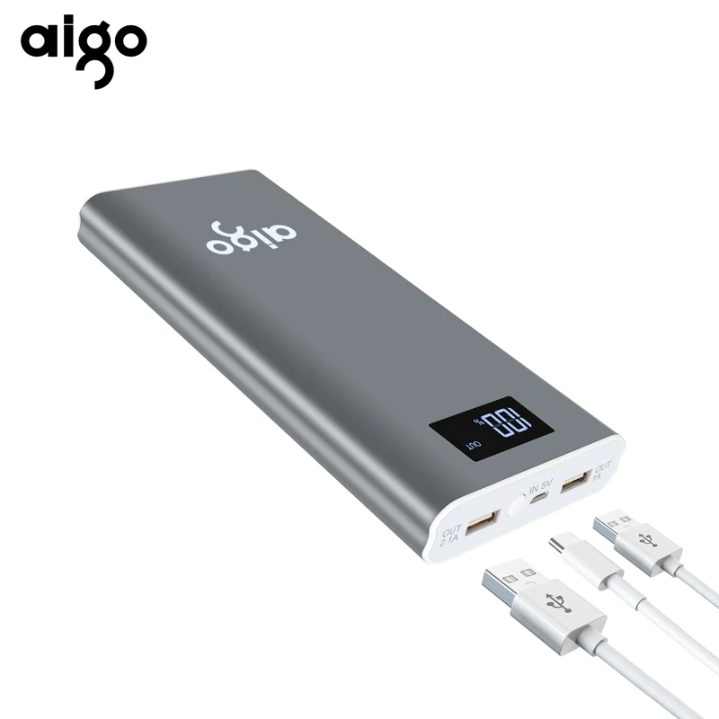 Aigo Мощность Bank 20000 мАч Для Сяо mi 2 USB быстрая зарядка Портативный повербанк для iPhone