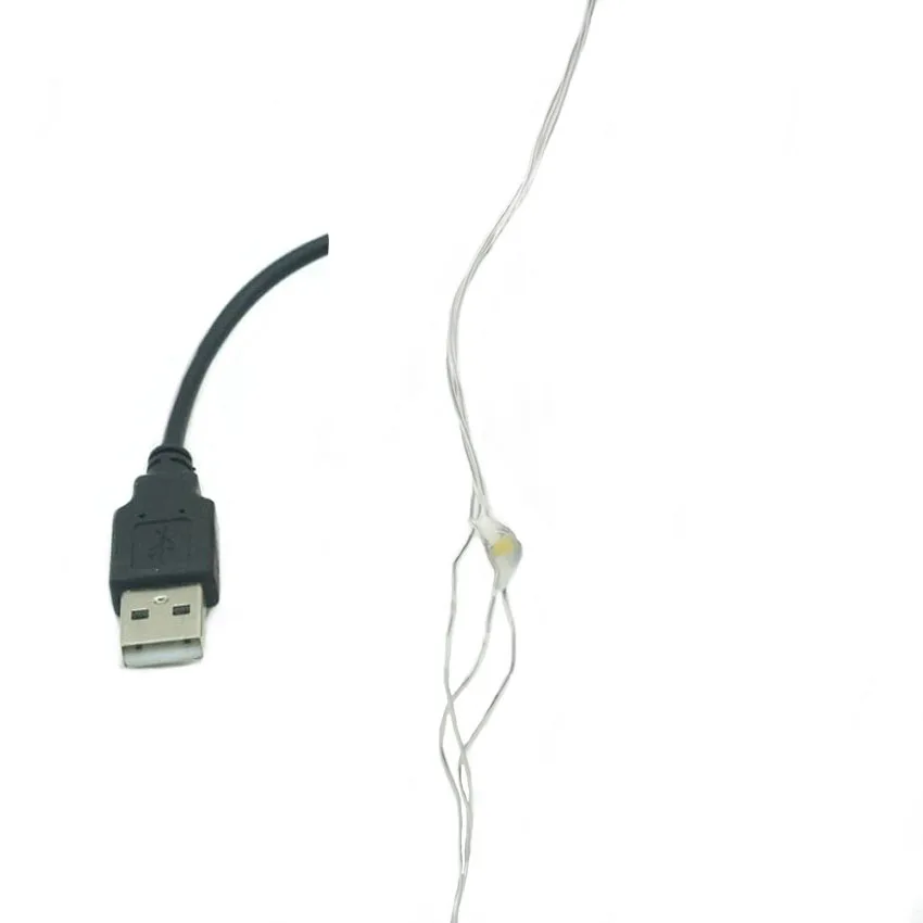 Рождественские огни USB 5 в 20 м 10 Светодиодная лента серебристого цвета