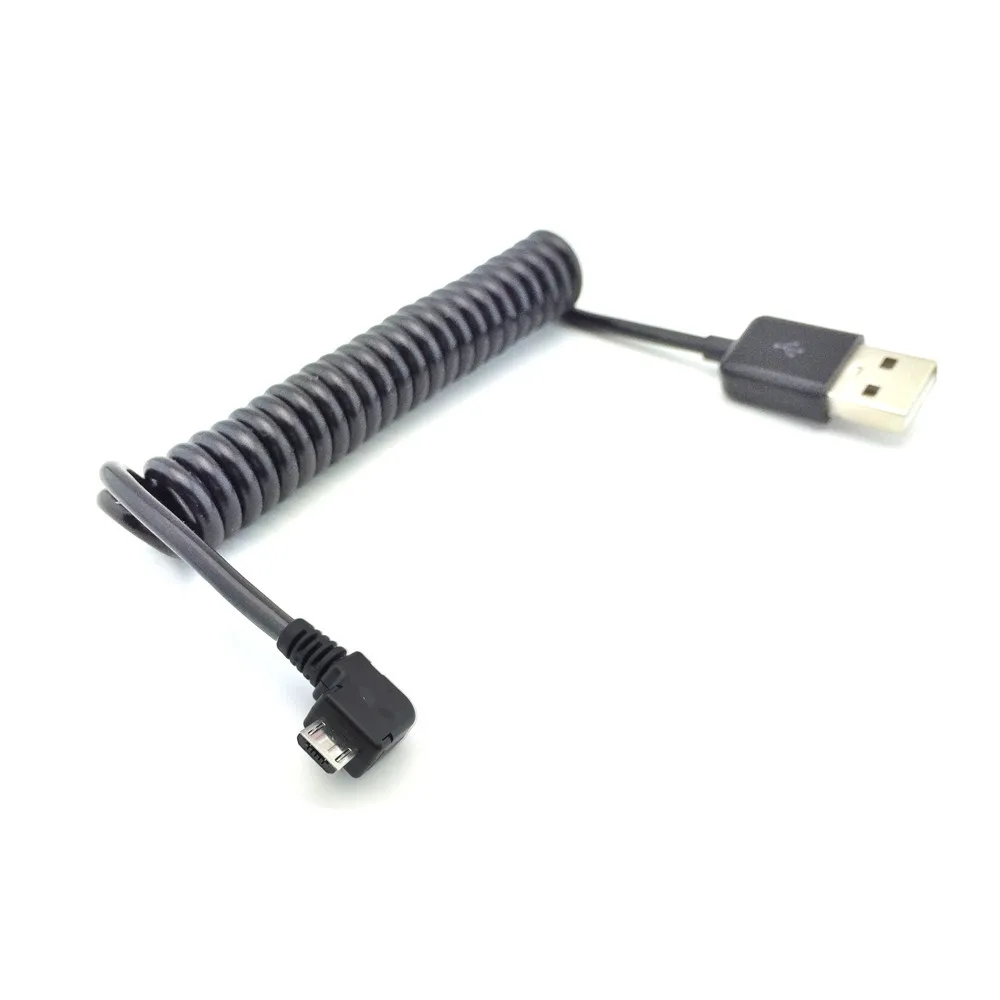 50 см/200 см 90 градусов правый локоть пружинный Спиральный USB 2,0 штекер микро USB кабель для синхронизации данных и зарядки для мобильных телефонов Android