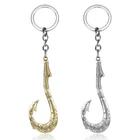 Модный брелок для ключей с рыбой и крючком, ювелирное изделие серебряного цвета, рыбалка I Love, рыба, подвеска для ключей