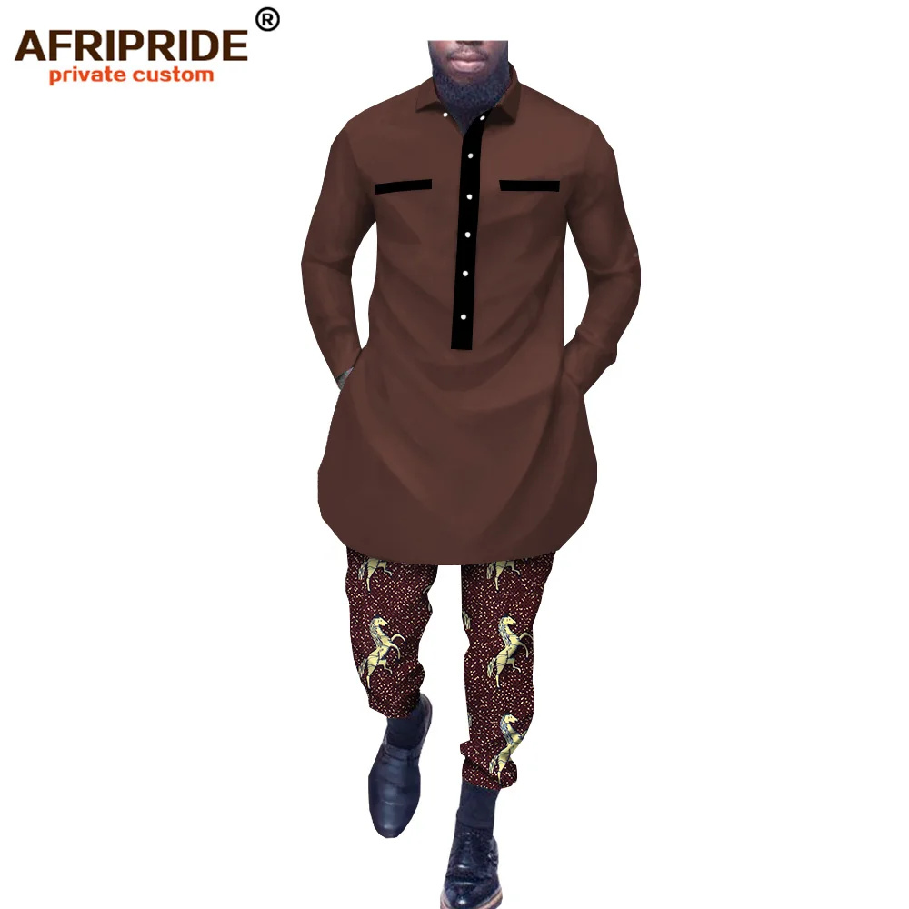 Африка весна и осень брюки набор для мужчин AFRIPRIDE полный рукав однобортный сплит