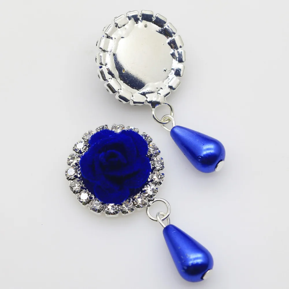 10 шт. нетканых материалов синие розы пуговицы металлические стразы кнопки для