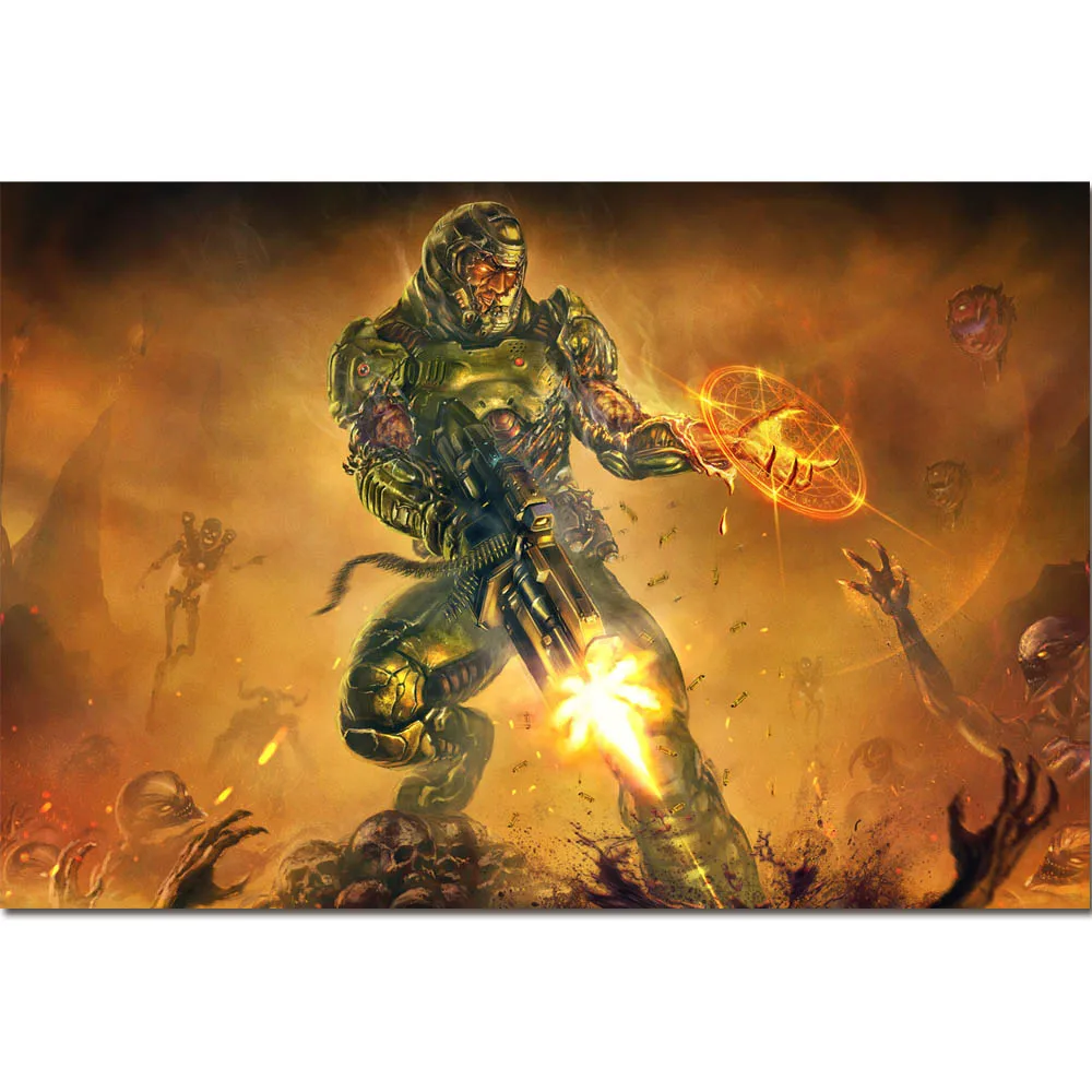 Ultimate Doom Game Poster Art Silk Fabric Prints 24*36 inch Wall Decorative Pictures for Home Bedroom Decor | Дом и сад