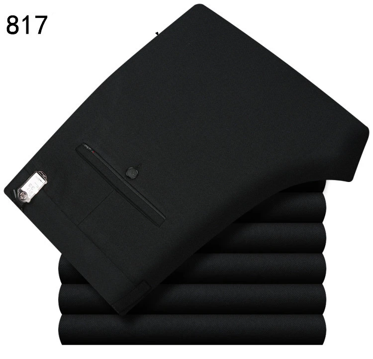 817 black ICPANS черный костюм брюки для мужчин стрейч бизнес мужской костюм брюки классические прямые свадебное платье брюки летние мужские s брюки офис - Цвет: 817 black