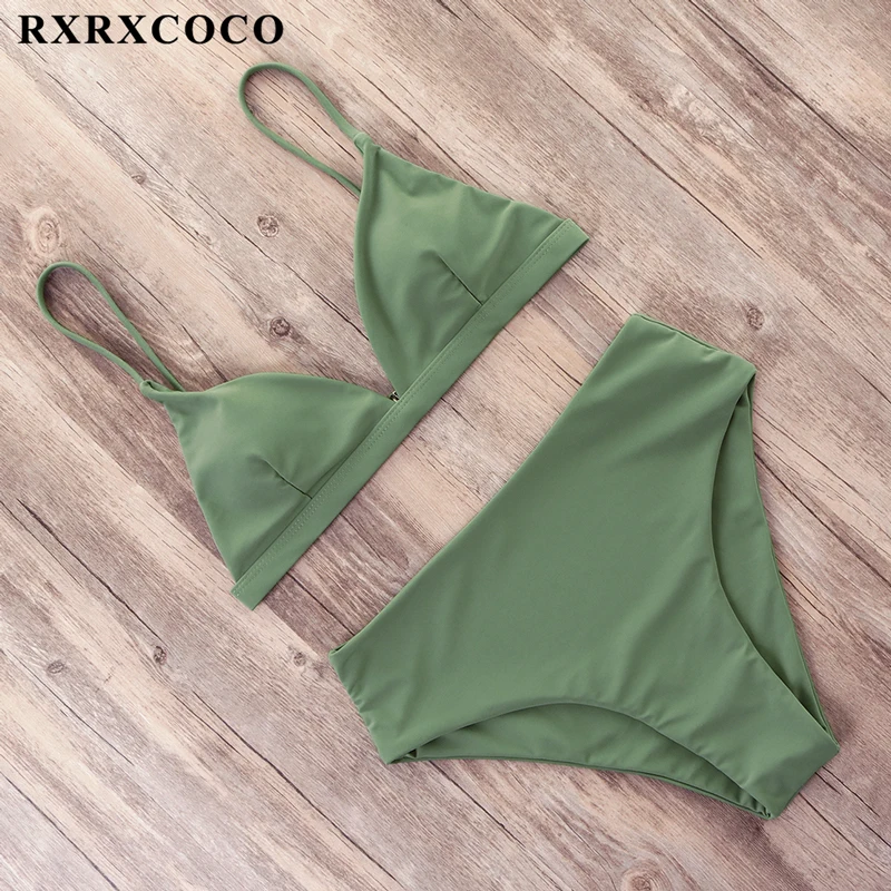 RXRXCOCO стринги бикини пуш ап женский купальный костюм комплект с высокой талией