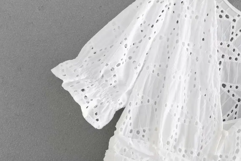 Новинка 2019 женское милое белое длинное платье с вышивкой v образным вырезом и