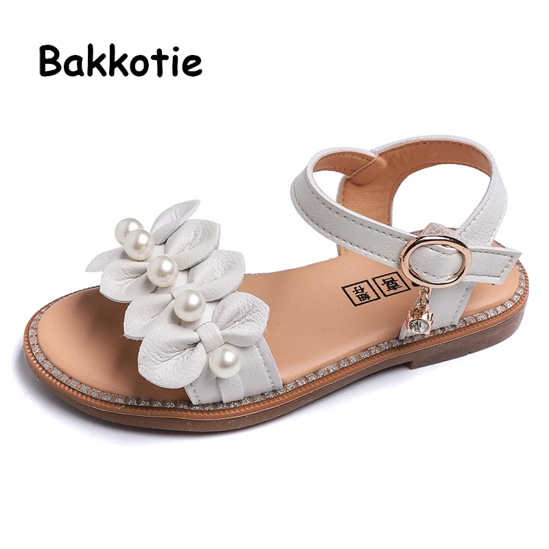Bakkotie/Новинка 2019 года летние модные сандалии с розовыми цветами для маленьких