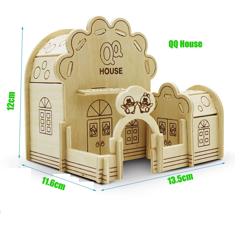 qq house Креативные DIY 3D деревянные игры-головоломки сборные игрушки Gif транспортное средство деревянные игрушки-паззлы для детей подростков и взрослых обучающее образование - Цвет: qq house