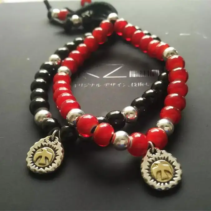 Винтажный Браслет из красных/черных бусин в индийском стиле для мужчин и женщин