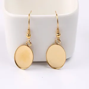 Onwear, 5 пар, Овальные, из нержавеющей стали, позолоченные, камея, кабошон, заготовки для сережек, основание для изготовления ювелирных изделий, 13x18 мм