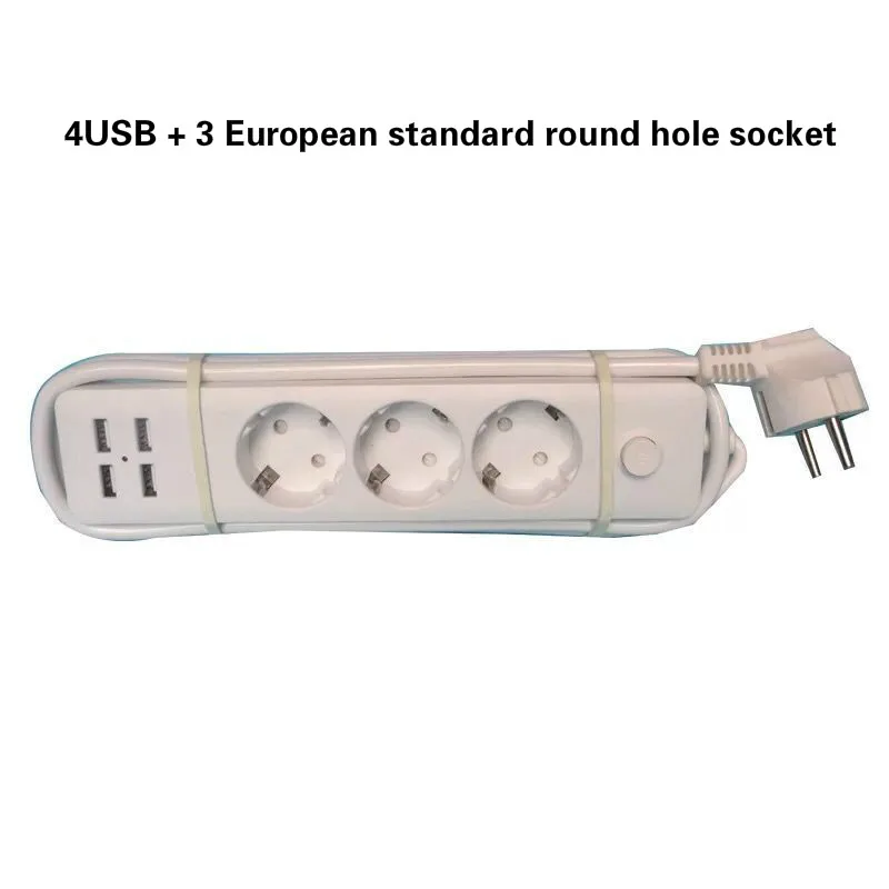 Штепсельная Вилка европейского стандарта для быстрой зарядки 4 USB + 3 розетки 1 8