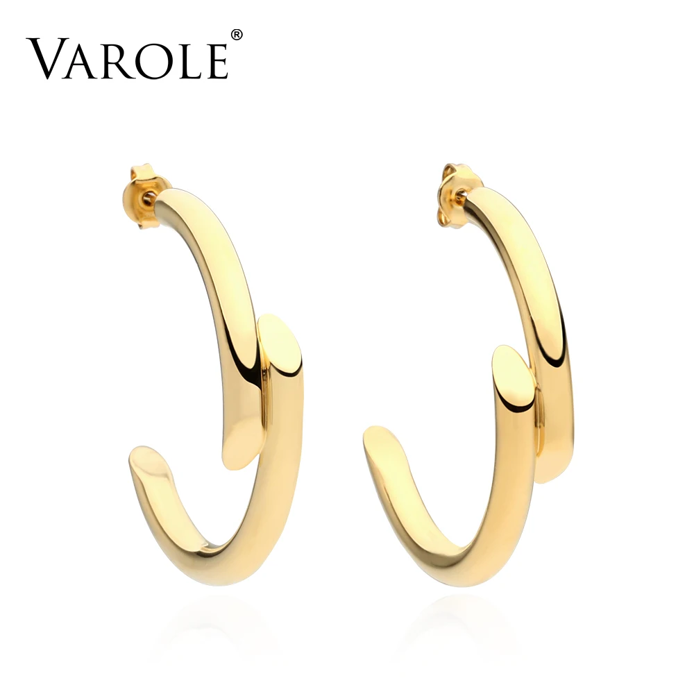 VAROLE, новинка, простая линия, дизайн, медь, золотой цвет, серьги для женщин, серебряные, висячие, большие, длинные серьги, модное ювелирное изделие - Окраска металла: Gold Color