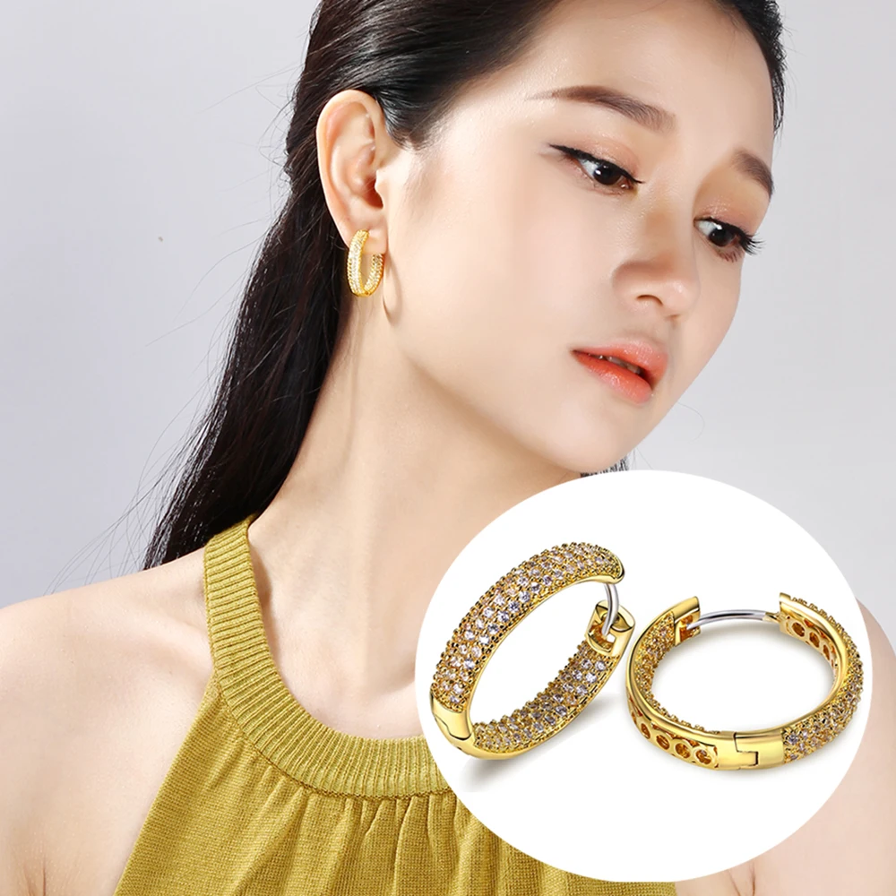 

Hoop earring for night bar party Women Circle Earrings Micro setting Cubic Zirconia crystal allied express bijoux Jewelry