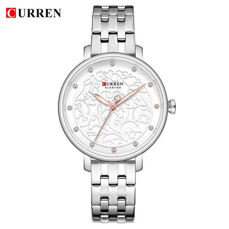 steel Silver CURREN новые черные женские часы Бизнес Кварцевые Часы Дамские Топ брендовые Роскошные женские наручные часы женские часы Relogio Feminin - Цвет: steel Silver