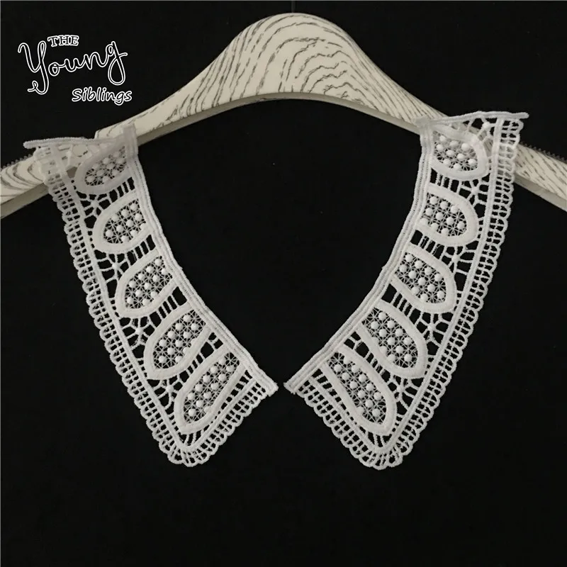 Новое поступление белый U образный кружевной воротник вышивка аппликация
