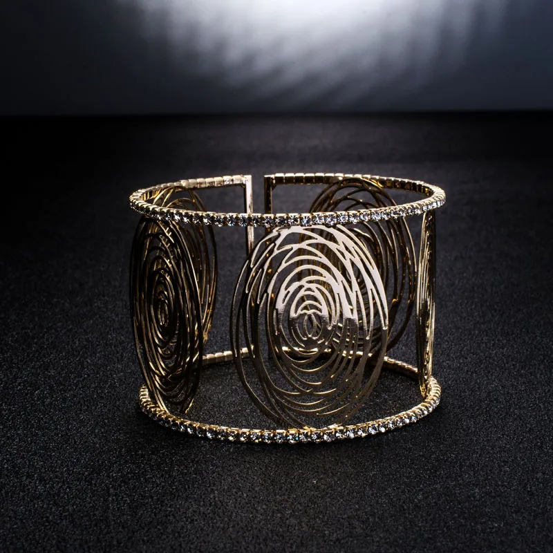 Модные широкие браслеты манжеты для женщин золотого цвета Металлический