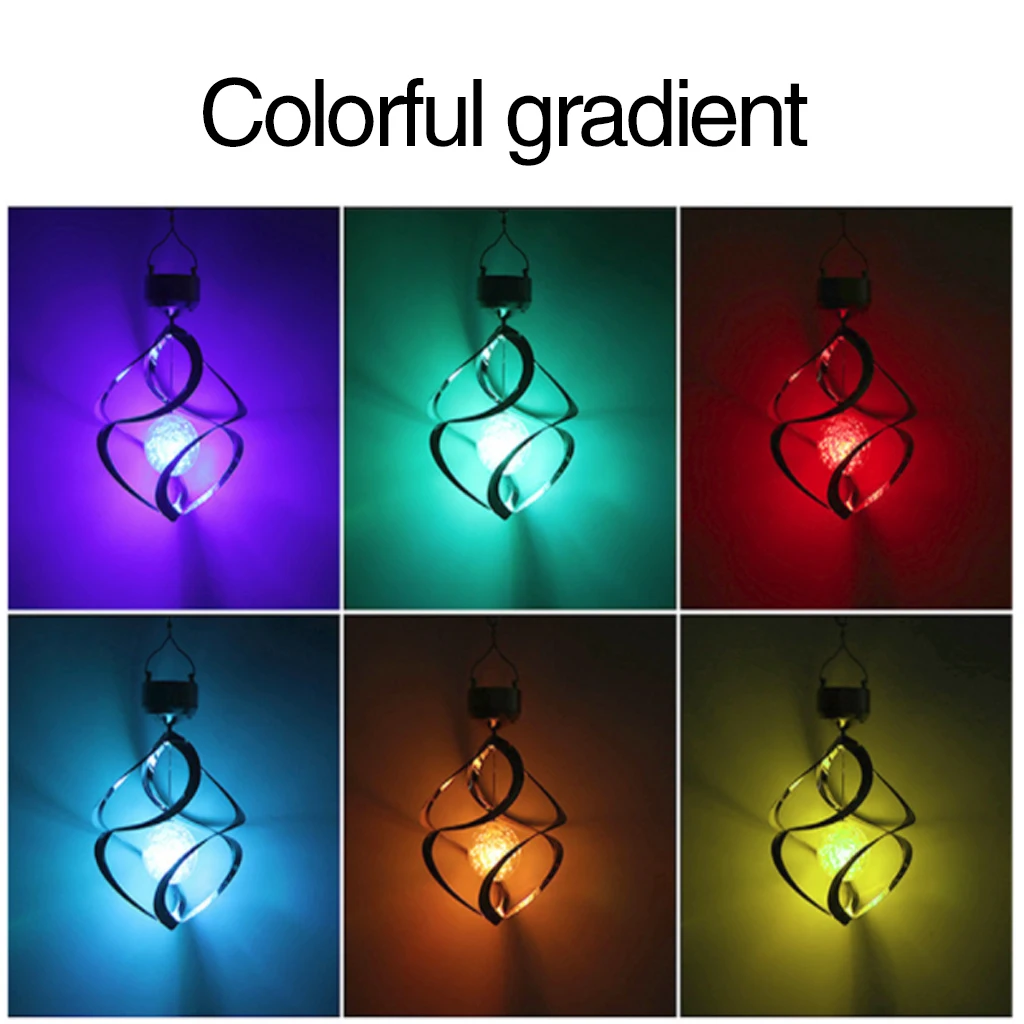 

Color Changing Solar Revolving Powered LED art Wind Chimes Spinner Outdoor Hanging Spiral Garden Light Courtyard Decorate