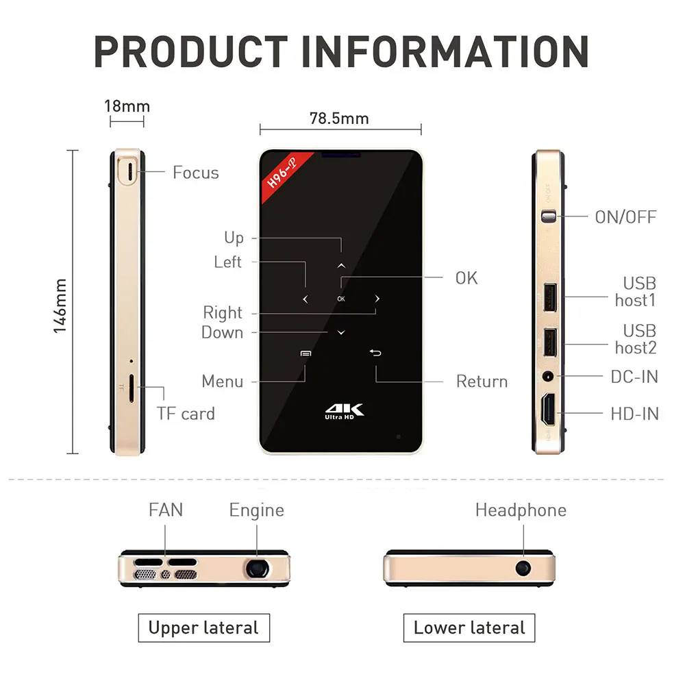 XinwaysH96-p proiettore android tasca pico H96 dlp mini amlogic S905 4 k 2 4g 5 8g Wifi BT4.0 Home | Электроника