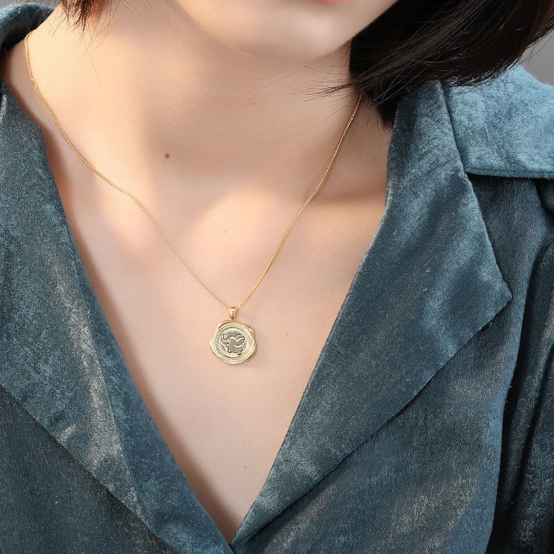 Серебряный 925 милый трендовый Круглый Золотой мультяшный слон кулон ожерелье