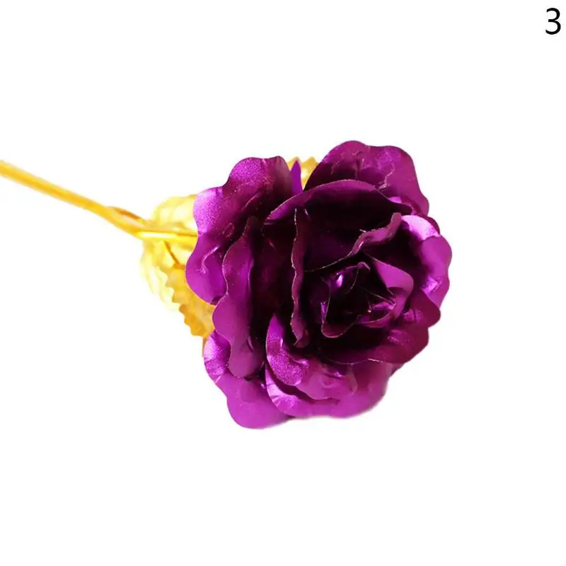 Purple Украшение из фольги, розовая Золотая Роза, свадебное украшение, цветок, подарок на день Святого Валентина, Роза для влюбленных, искусственный цветок, Прямая поставка - Цвет: Purple