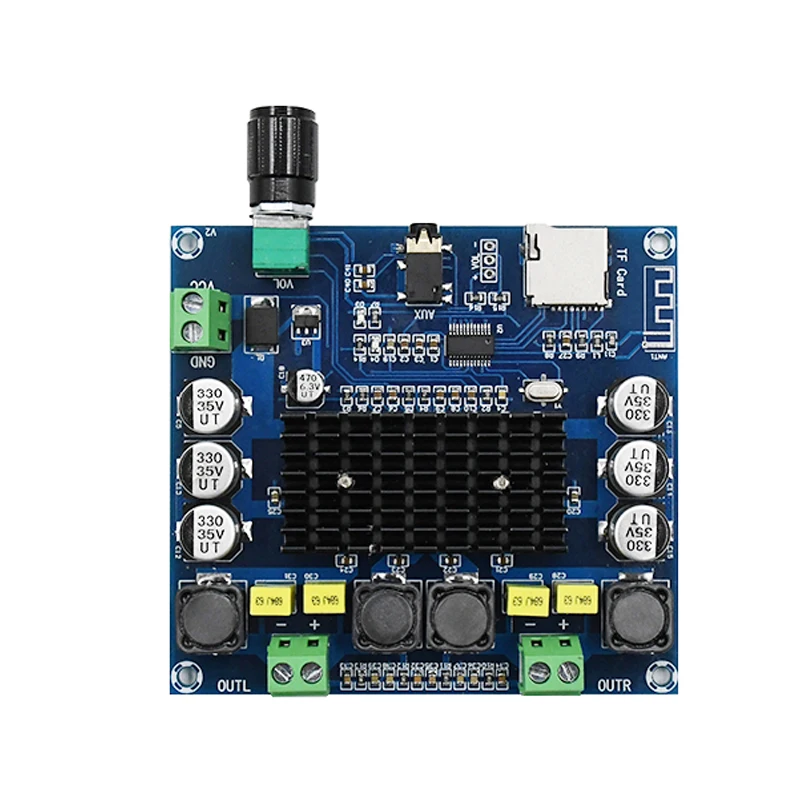 Плата цифрового усилителя мощности TDA7498 Bluetooth 5 0 поддержка TF карт AUX двухканальный