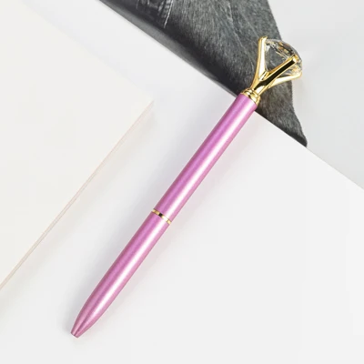 Light purple 1pcs Новинка Большой Хрустальный бриллиант металлическая шариковая ручка высокого качества персональный логотип подарочная ручка разноцветный школьный канцелярский магазин - Цвет: Light purple 1pcs