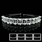 Повязка на голову для невесты, жемчужина; Стразы; Хрусталь