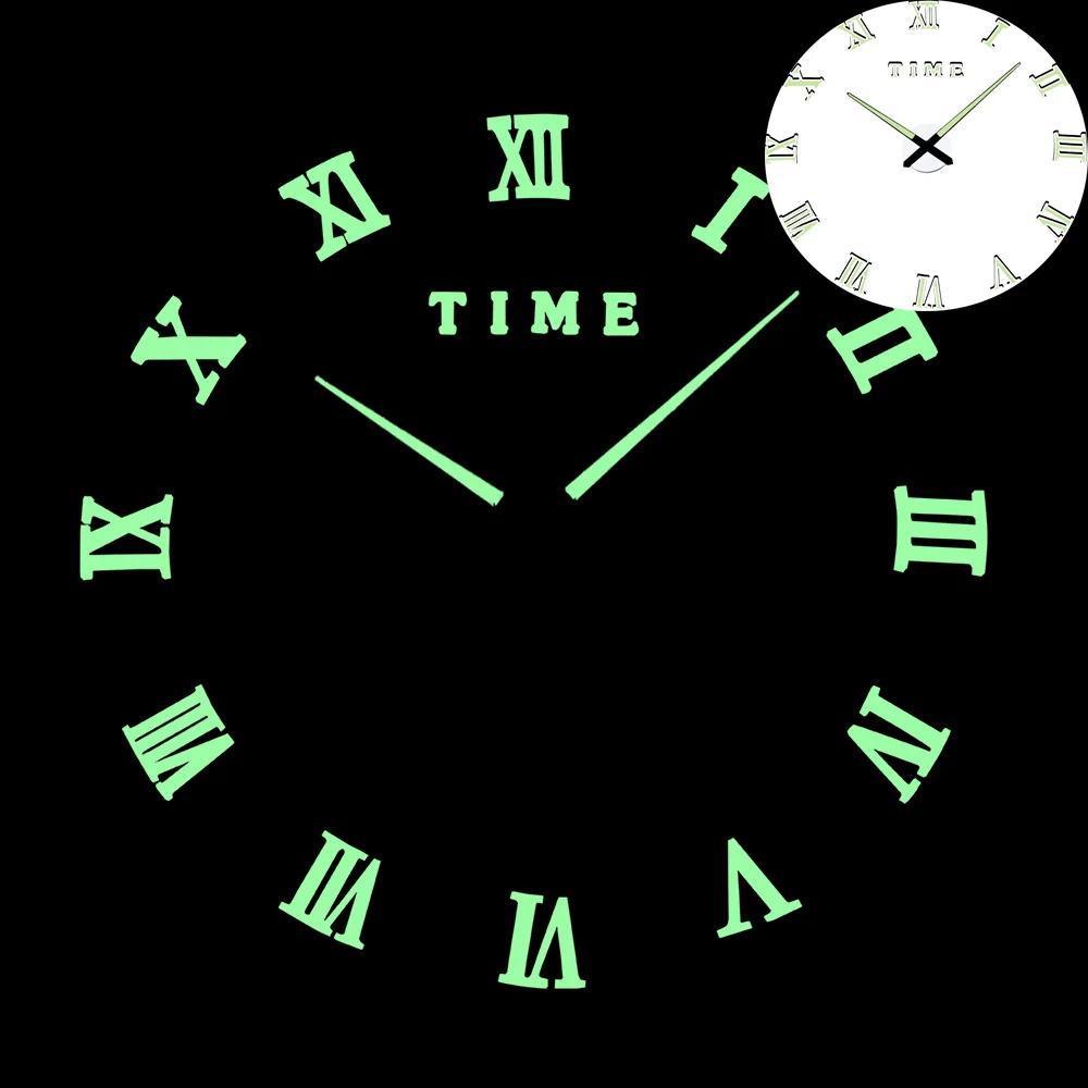 Wall Clock Luminous Современный дизайн кварцевые часы модные часы зеркальные наклейки diy Декор для гостиной Новое поступление 3d настоящие большие настенные часы - Цвет: Wall Clock Luminous