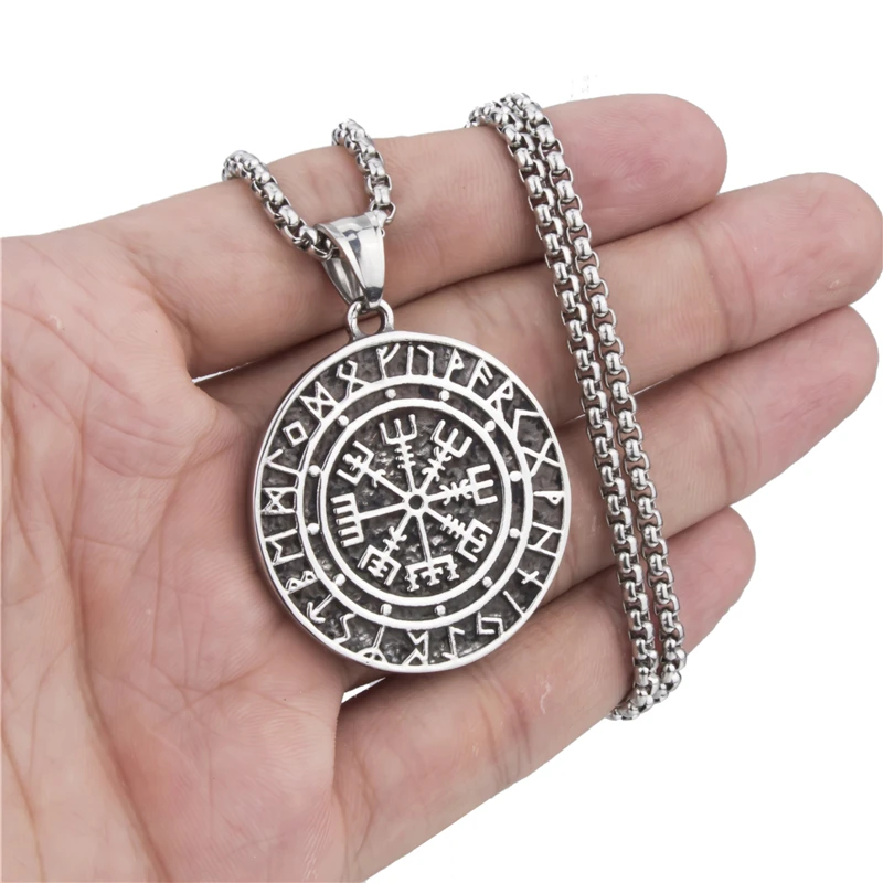 Мужская цепочка из нержавеющей стали Elfasio Пиратская подвеска с компасом Viking Valknut
